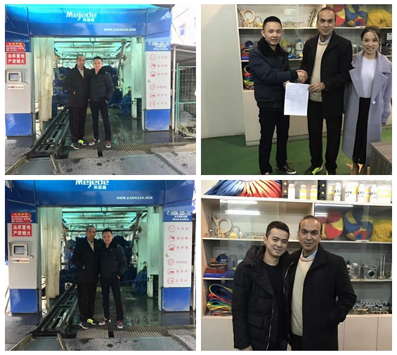 中國溫州凱沃2017新款歐標(biāo)隧道11刷電腦洗車機中東客戶簽訂合同現(xiàn)場