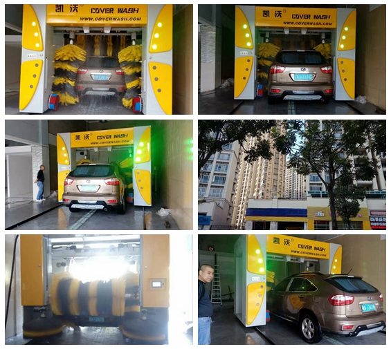 中國廣東省廣東增城區(qū)安裝升級版3017款凱沃龍門7刷往復式電腦洗車機現(xiàn)場